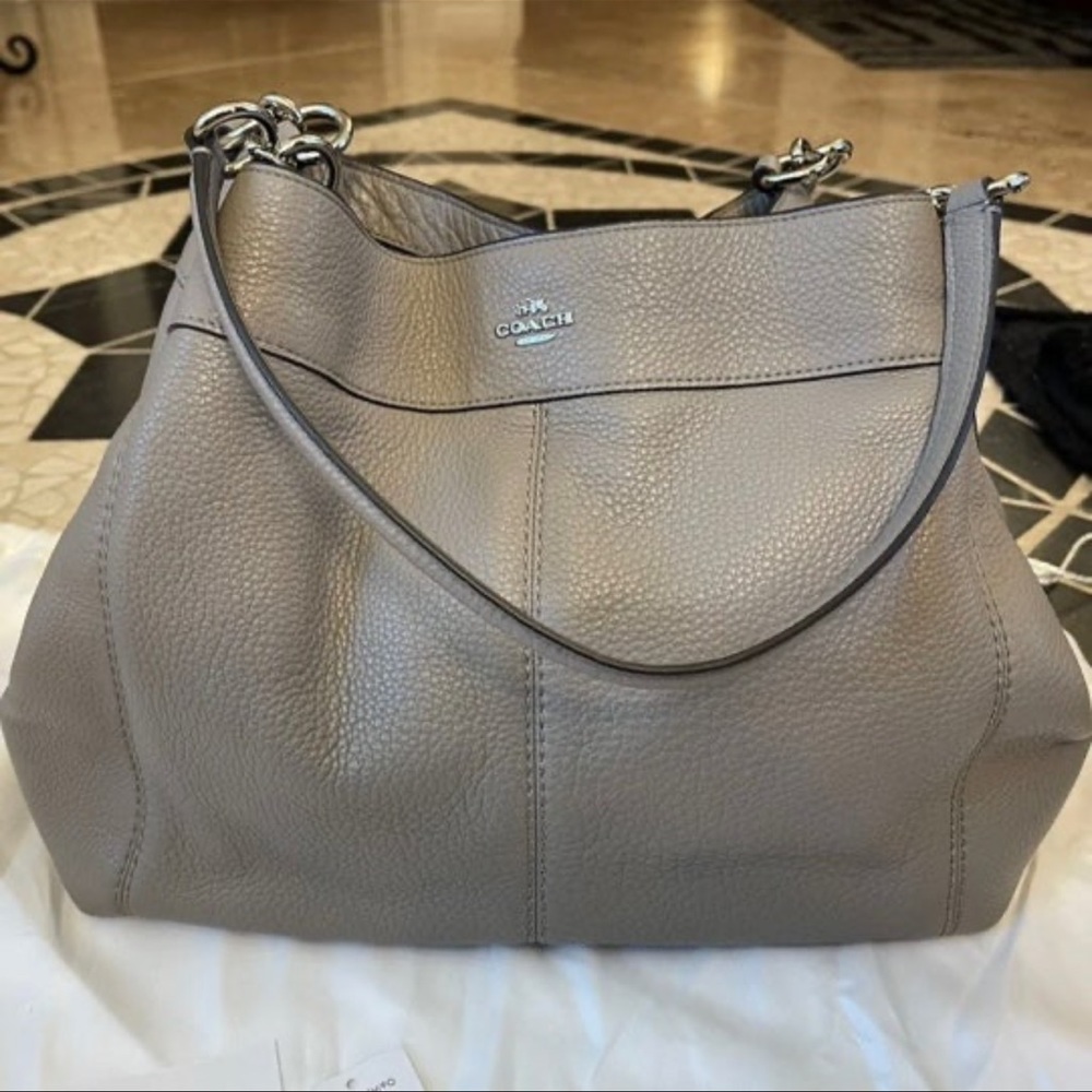 COACH Lexy Fog Pebble Leather Shoulder Bag